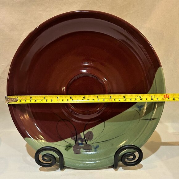 Follette Studio Art Pottery Drip Glaz Chip and Dip Plate Platter 12" Signed - Picture 3 of 5